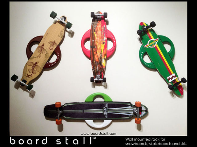 Snowboard, Skateboard and Ski wall mounted Rack, Board Stall